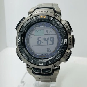 Casio Pathfinder Triple Sensor Tough Solar Titanium 50mm Compass Watch PAG-240T - Picture 1 of 8