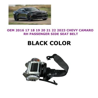 2016 17 18 19 20 21 22 23 2024 Chevy Camaro right side seat belt BLACK 84496697 - Image 1 of 4