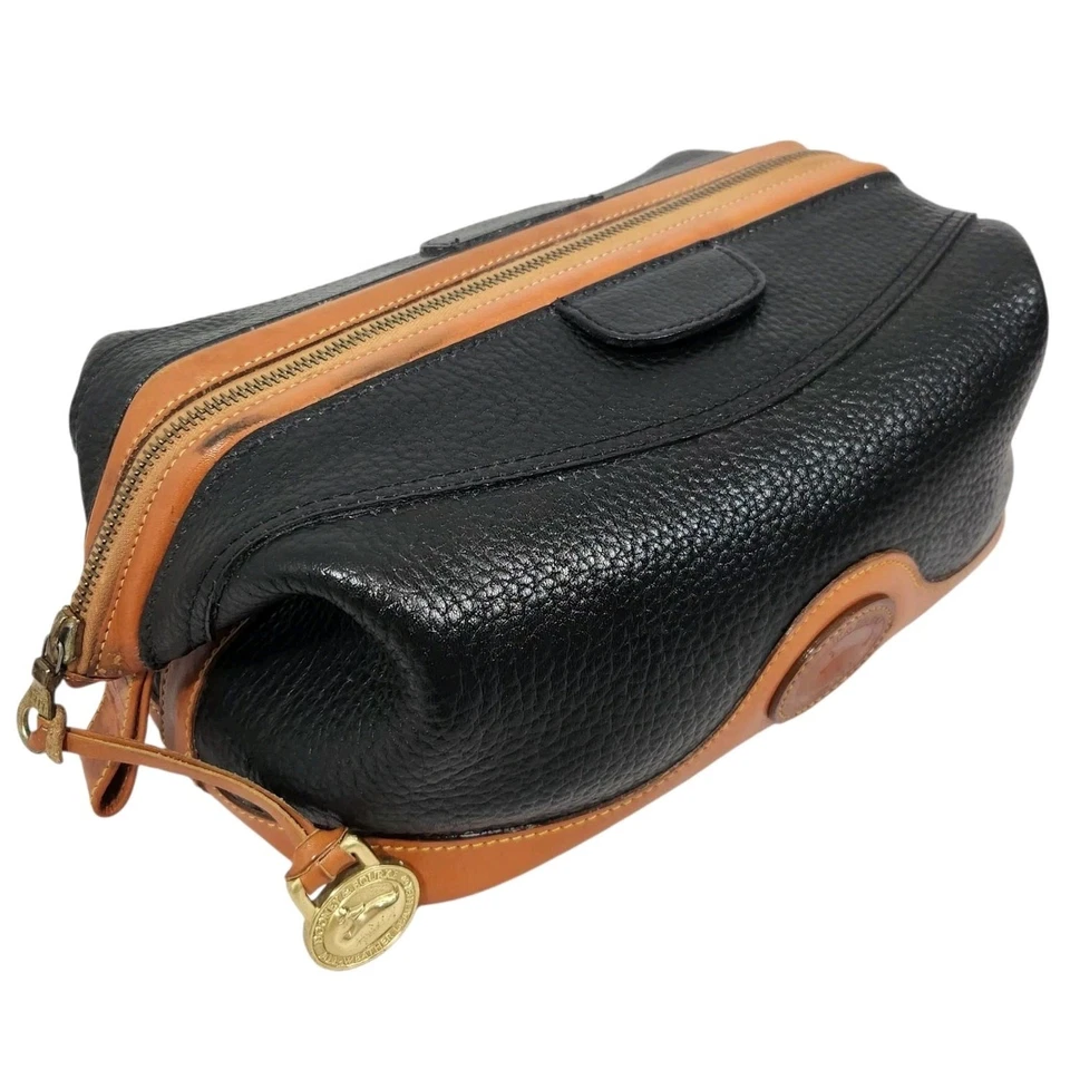 DE COLECCIÓN DOONEY & BOURKE BOLSO DE CUERO GUIJARRO KIT DOBLE MAQUILLAJE PLEGABLE CREMALLERA DE VIAJE Foto 1 de 4