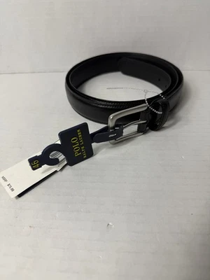 POLO RALPH LAUREN Cinturón de Cuero Poni con Hebilla de Metal Plateado para Hombre, NEGRO, Talla 46 Foto 1 de 4