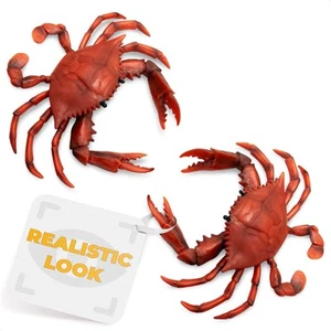 2Pcs Plastic Red Crabs – Realistic Fake Crab Decor, Sea Creature Model, Bath ... - Picture 1 of 9