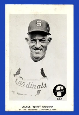 1966 年 Foremost Milk 圣彼得堡红雀队套装-Break Sparky Anderson VGEX — 第 1/2 张图片