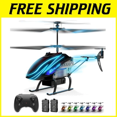 Colorful LED RC Helicopter Toy, 2 Batteries, Altitude Hold - Image 1 of 4