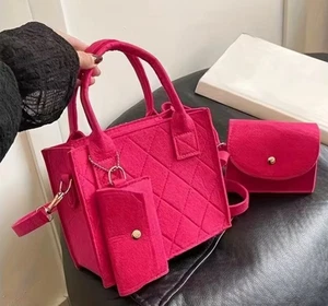 Conjunto de 3 piezas de mano para mujer en relieve elegante bandolera bolso sin asas y billetera - Imagen 1 de 1
