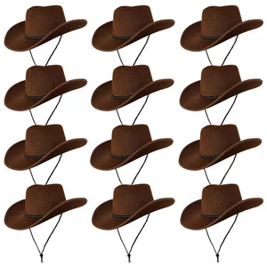 NEW WITH DEFECTS 12 COWBOY HAT BROWN BULK BUY WHOLESALE COWGIRL WESTERN JOB LOT - Picture 1 of 5