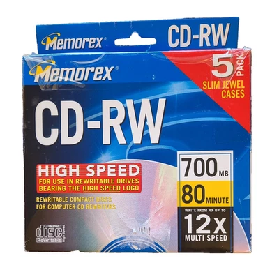 VTG Memorex High Speed CD-RW Slim Jewel Cases Open Box 4 Cases (1 Missing) 700MB - Image 1 of 4