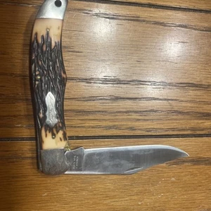 Schrade USA Linerlock Folding Hunter Knife #127UH Uncle Henry Staglon - Picture 1 of 7