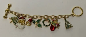 Vintage Weihnachten Urlaub Charm goldfarben Strass Armband Weihnachtsgeschenk - Bild 1 von 9