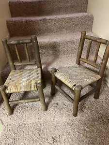 Vintage Hickory Child’s Chair Woven Bottom Rustic Cabin 20” Tall - Picture 1 of 14