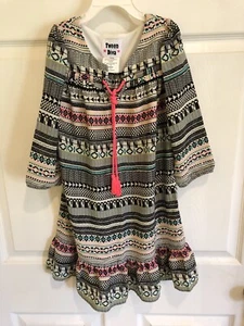 Tween Diva Jugend Mädchen Kleid Größe 8 mehrfarbig neonpink Quasten hervorragender Zustand - Bild 1 von 7