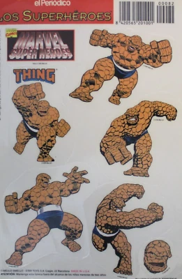 Hoja de Adhesivos 1996 THE THING Alta Calidad Español Vintage Promo Marvel Comics Foto 1 de 4
