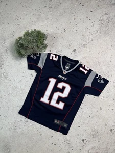 Nike Patriots #12 Brady Football Boys Jersey Size M Blue - Picture 1 of 17