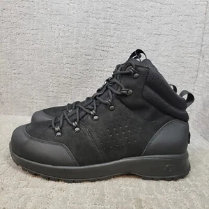 UGG Emmett Men's Size 12 US Black Leather Mid Nubuck Waterproof Boots 1112376 - Picture 1 of 11