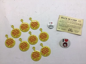 Vintage McDonalds Button Lot And WAEB Radio ID Card - Picture 1 of 7
