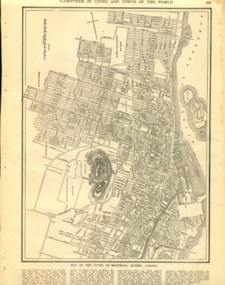1909 Винтажная Карта "Монреаль Квебек Сити" Цвет Оригинал От Collier Atlas - Изображение 1 из 3