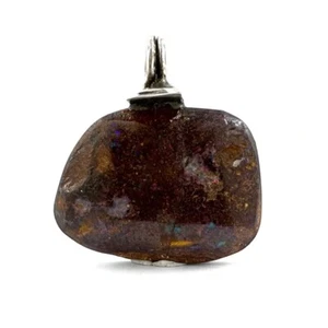 925 Sterling Silver Pendant W/ Natural Boulder Opal - Handmade - 22.0mm - Picture 1 of 8