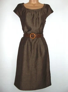 Vestido Laura Ashley Vintage Bronce Mezcla Lino Verano Cambio Forrado, Reino Unido 12 - Imagen 1 de 11
