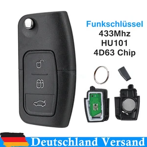 433Mhz Funk Klappschlüssel 4D63 Chip für Ford Mondeo Fiesta Focus C-Max B-Max - Bild 1 von 8