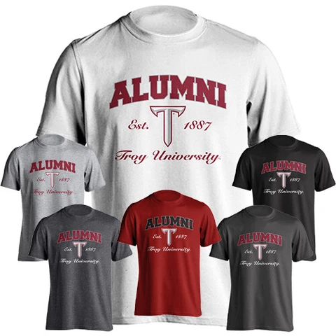Troy University Trojans Alumni Logo Tee Graduate Short Sleeve Adult T-Shirt Cover
