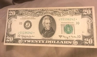 1963-A  STAR $20 Federal reserve note , Kansas City district , VF / XF  - Image 1 of 2
