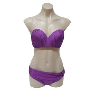 Jasper Conran Womens Bikini Strapless Top Low Waist AU14 Purple Metal Accents - Picture 1 of 9