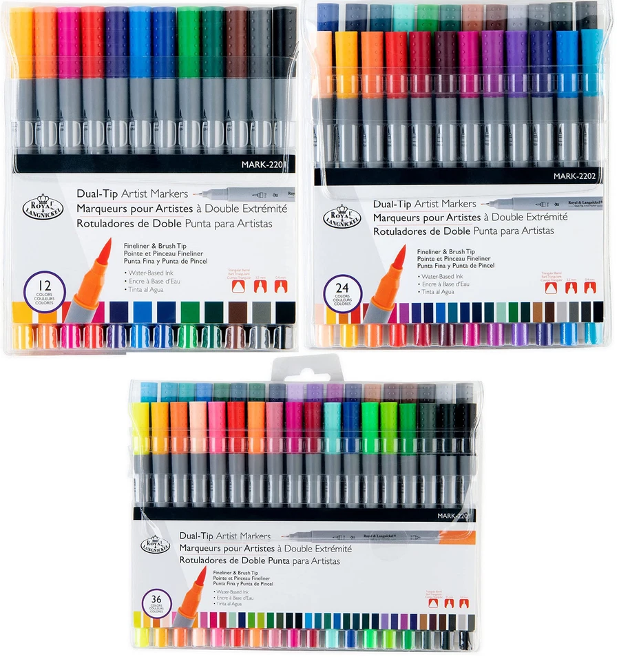 Marcadores de doble extremo Royal & Langnickel punta de pincel y delineador bolígrafos de dibujo de artista