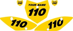 Kawasaki KLX110/L 2010-2021 Pre-Printed Yellow Backgrounds with Black Number - Picture 1 of 3