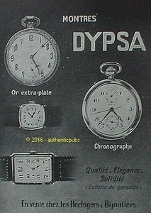 PUBLICITE DYPSA MONTRE BRACELET EXTRA PLATE CHRONOGRAPHE DE 1924 FRENCH AD PUB - Imagen 1 de 1