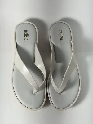 Sandalias Melissa Tanga Baja Zapatos Para Mujer Talla 39 EE. UU. 8 Blanco Beige Jalea Cuña Foto 1 de 4