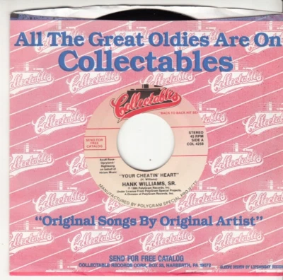 HANK WILLIAMS - YOU'RE CHEATIN' HEART/COLD, COLD HEART - REISSUE 45 -GREAT SHAPE - Image 1 of 2