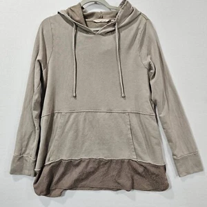 Soft Surrounding Womens Medium Sweatshirt Hooded Pocket Beige Tan Cotton Blend - Picture 1 of 9