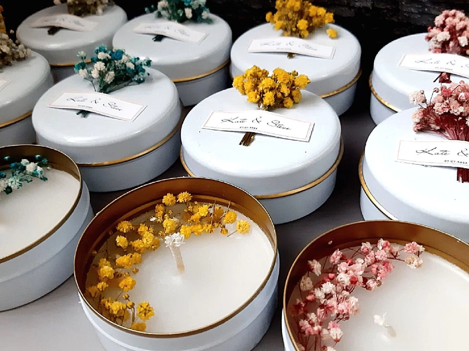 Velas perfumadas de flores secas para boda novia baby shower Foto 1 de 4