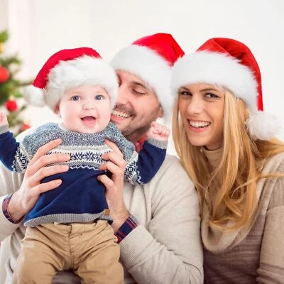 Kids Santa Hat Xmas Holiday Hat Unisex Velvet Santa Hat for Christmas New Year - Image 1 of 4
