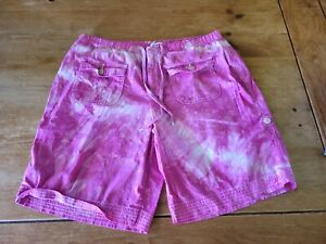 DANSKIN Women's Pink Tie Dye Shorts Size S (4-6) Lounge Swim Cotton Stretch EUC 