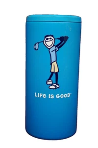 LIFE IS GOOD GOLFISTA AZUL 12 OZ ACERO INOXIDABLE DELGADO SELTZER LATA ENFRIADOR ¡NUEVO! - Imagen 1 de 4
