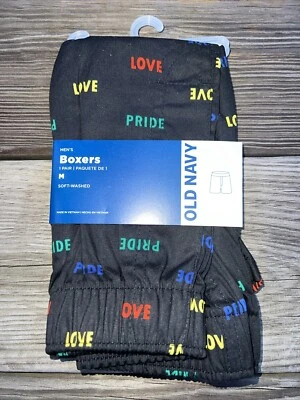 Old Navy Mens MEDIUM Boxer Shorts PRIDE Boxers Underwear LGBTQ Black Multi🌈 - Image 1 of 4