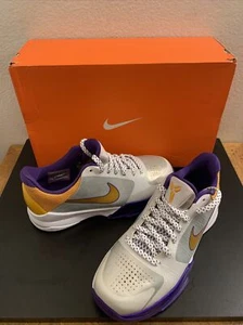 Nike Zoom Kobe V 5 Home 5 Y White Del Sol Purple Yellow 386647-100 Lakers MINT - Picture 1 of 12