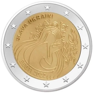 2022 Estonia, Estonia y Ucrania moneda de 2 euros eslava ucranianos ¡¡¡Sin guerra!!! UNC - Imagen 1 de 2