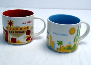 Starbucks YAH Mug California, Las Vegas 2012 You Are Here Collection Lot of 2 - Picture 1 of 11