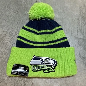 New Era Seattle Seahawks 2022 Sideline Beanie Hat Knit Pom NFL Winter Cap NWT - Picture 1 of 5