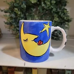 Funky Celestial Block Basics Sun Moon Face Coffee Tea Mug Cup Vintage Eclectic - Picture 1 of 4
