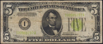 Fr.1955-i 1934 Minneapolis $5 LGS Light Green Seal Federal Reserve Note Fine - Image 1 of 2