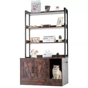 VEVOR Cat Litter Box Enclosure Wooden Litter Box Furniture Hidden with 3 Shelves - Picture 1 of 12