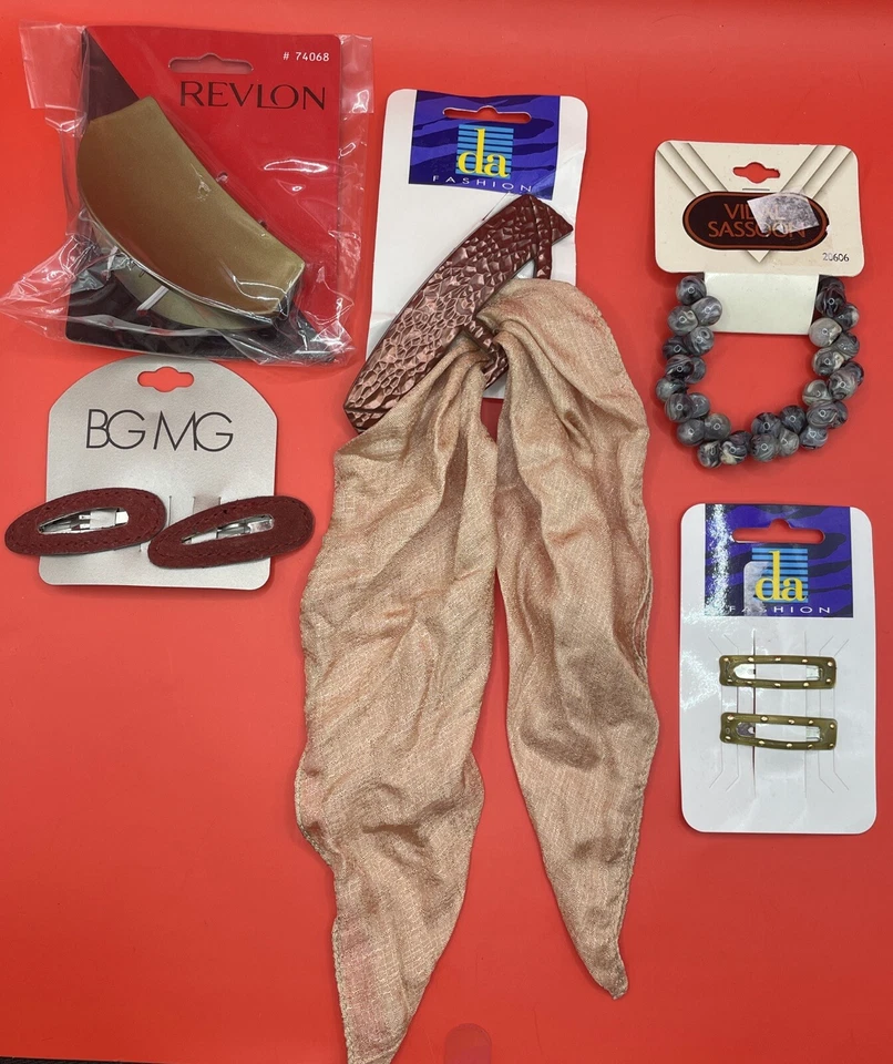 Y2K Retro 1990s Hair Clips, Scrunchie, Claw Clip Lot Revlon, Vidal Sassoon, BGMG - Image 1 of 4