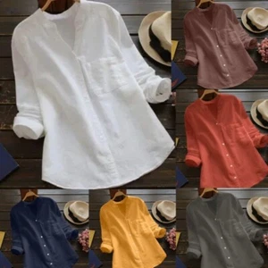 Womens Baggy T-Shirt Tunic Tops Ladies Summer Loose Long Sleeve Blouse Plus Size - Picture 1 of 29