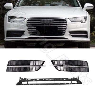 For Audi A7 S-Line S7 2016-2018 3Pcs Front Bumper Grille (LH+RH) + Lower Grille - Image 1 of 4