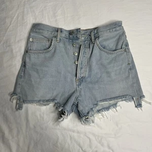 Agolde Button Fly Light Wash Raw Hem Distressed Jeansshorts Gr. 28 - Bild 1 von 11