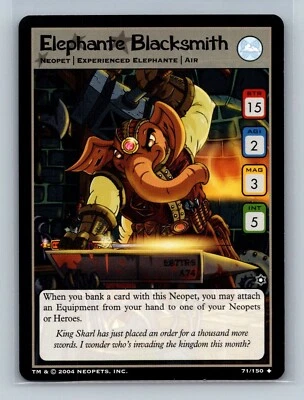 Neopets TCG - Elephante Blacksmith 71/150 - Hannah Ice Caves - Wizards of the Co - Image 1 of 2