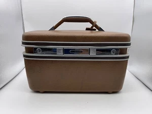 Vintage Samsonite Silhouette Brown Cosmetic Travel Case w/Mirror No Tray or Key - Picture 1 of 10