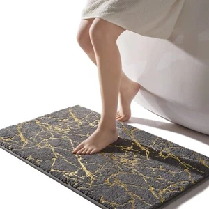 Bathroom Rug Black and Gold Decor Bathroom Rugs Non Slip Bath Mat Super Absorben - Picture 1 of 23